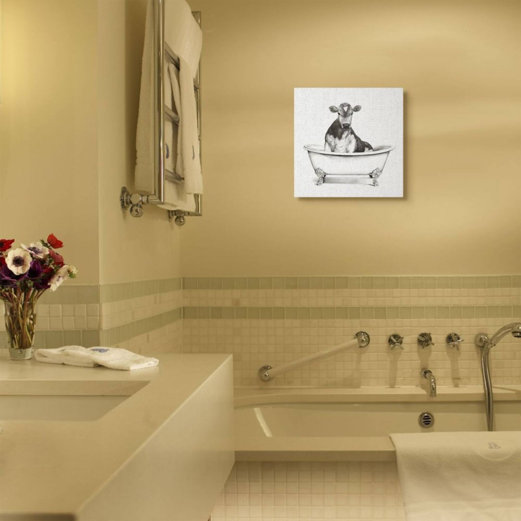 Stupell Industries Cow in Claw Tub Wall Accent